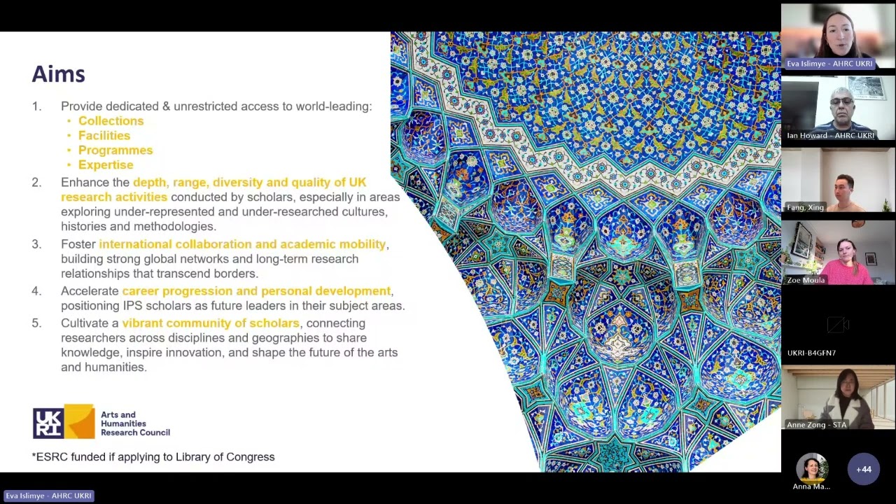 Webinar AHRC International Placement Scheme - PhD & Early Career Researchers 26 - Asia Opportunities