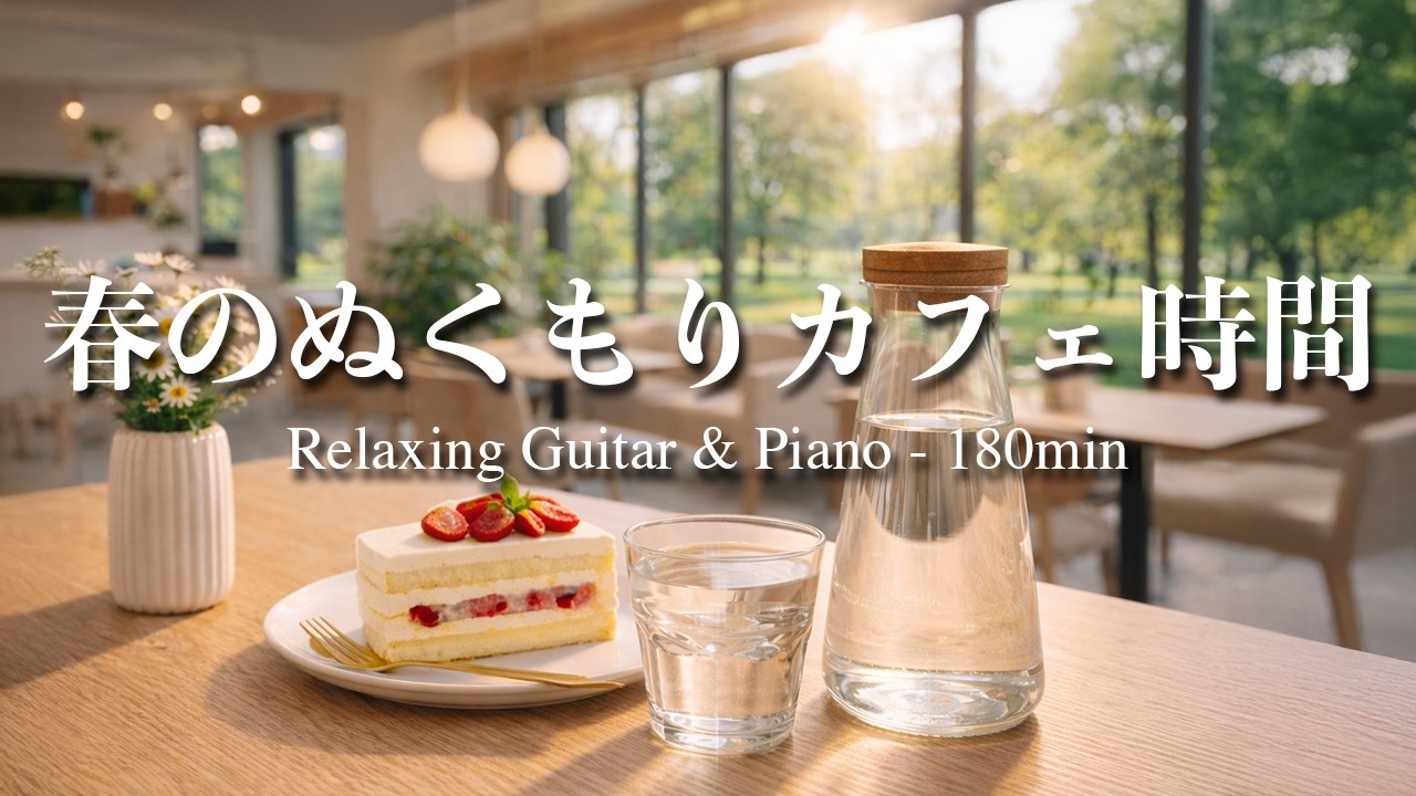 【癒し・作業用BGM】春のぬくもりカフェ時間｜Relaxing Guitar & Piano 180min