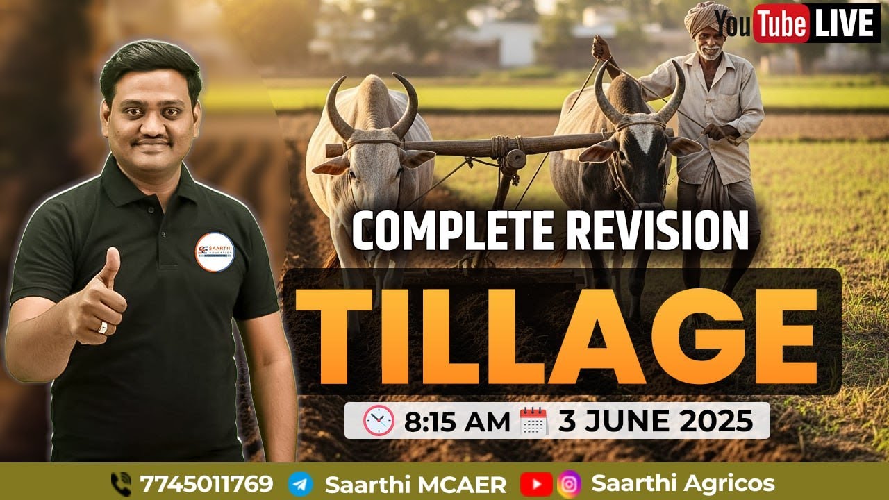 Tillage  || Complete Revision || Agronomy ll By : Siddheshwar Konghe Sir