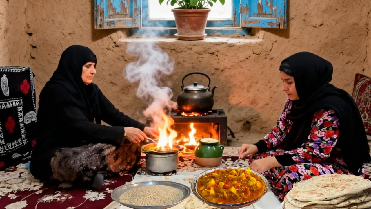 Real village life in western Iran ❄️ | Cooking delicious lunch with rural mother and daughter 