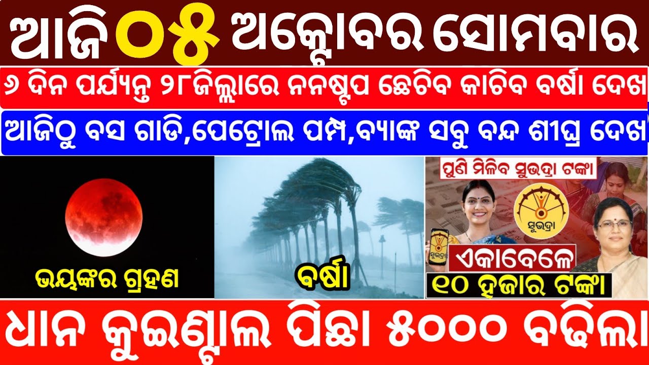 Today's Odia News/05 October 2026/Odisha News Today/PM Kisan Yojana/Subhadra Yojana/odisha news