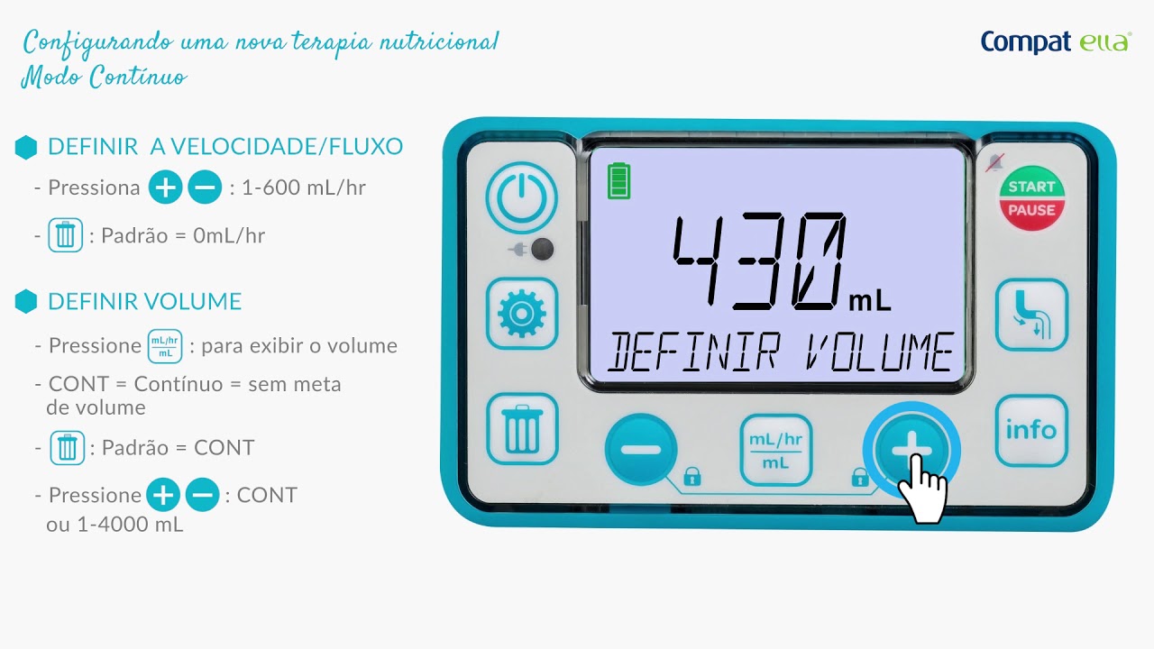 04 – Compat Ella – Configuração de um novo programa de alimentação no modo contínuo