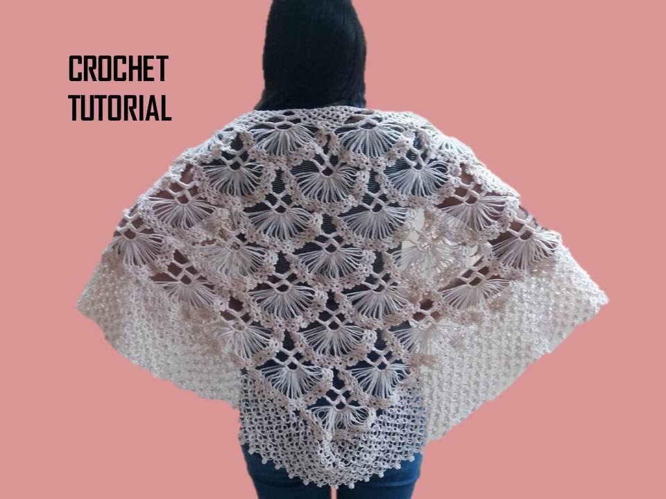 COMO TEJER HERMOSO CHAL , BUFANDA, PONCHO DE ABANICOS TEJIDO A CROCHET PARTE 1