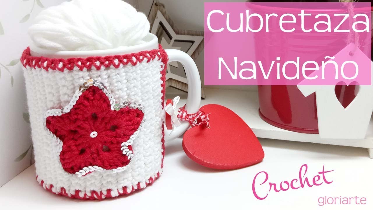 FUNDA de GANCHILLO para TAZA DE NAVIDAD. CROCHET CHRISTMAS CUP COVER.