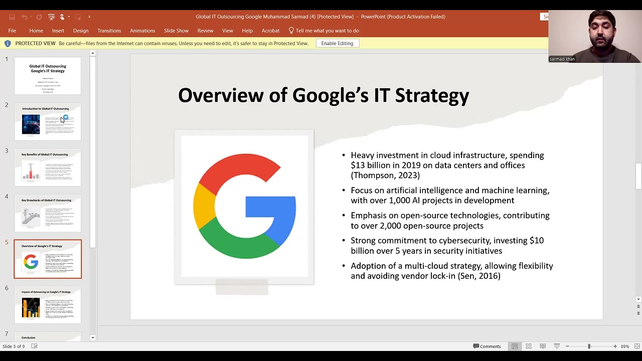 Global IT outsourcing Google's IT strategy