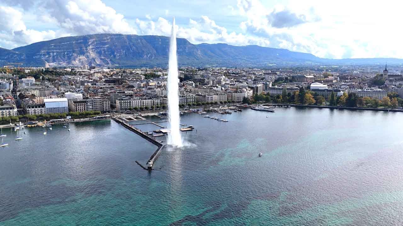 GENEVA, SWITZERLAND | DRONE AERIAL VIEWS | LAKE GENEVA & THE JET D'EAU