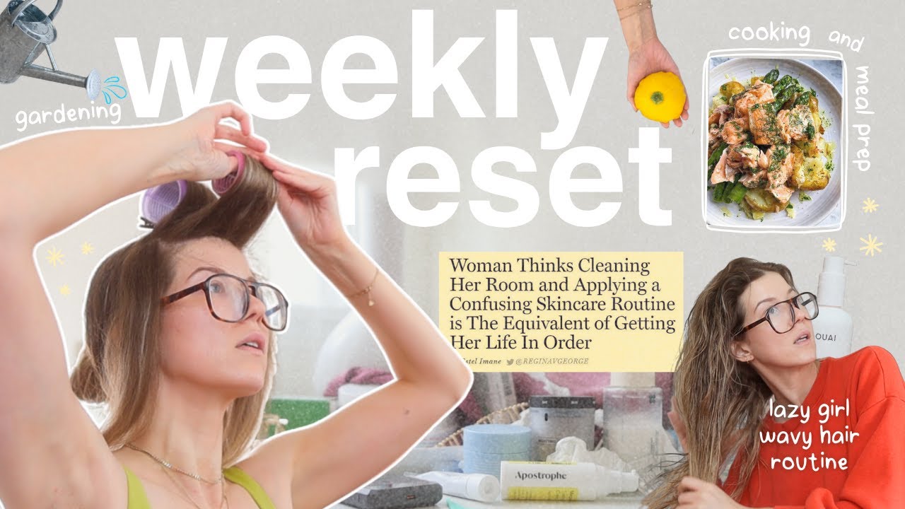 weekly reset: meal prep, cleaning, errands + lazy girl wavy hair routine