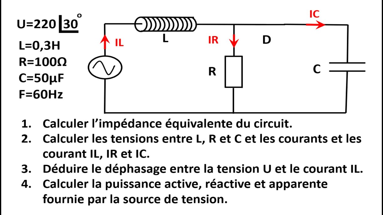 Analyser d'un circuit RLC mixte en courant alternatif 