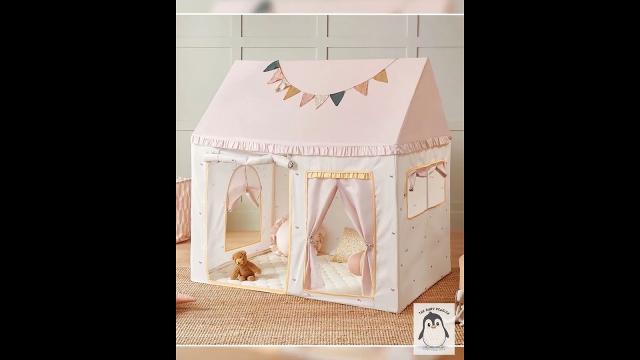Tiny Land&reg; Sweet Citrus Kids Play Tent &ndash; White and Pink Indoor Playhouse