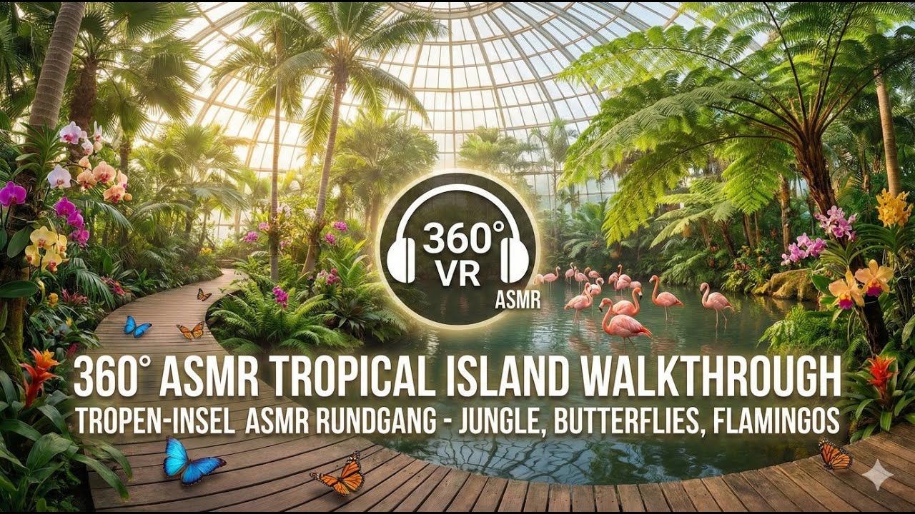 TROPICAL ISLANDS BERLIN 360° VR Indoor Jungle & Flamingo Park ASMR Walkthrough NoTalking NatureSound