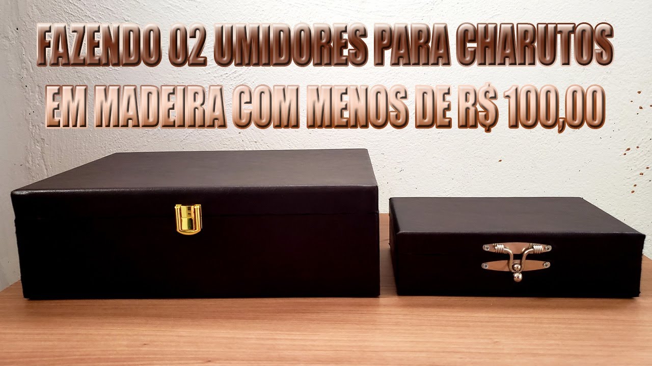 02 UMIDORES DE CHARUTOS EM MADEIRA COM MENOS DE R$ 100,00