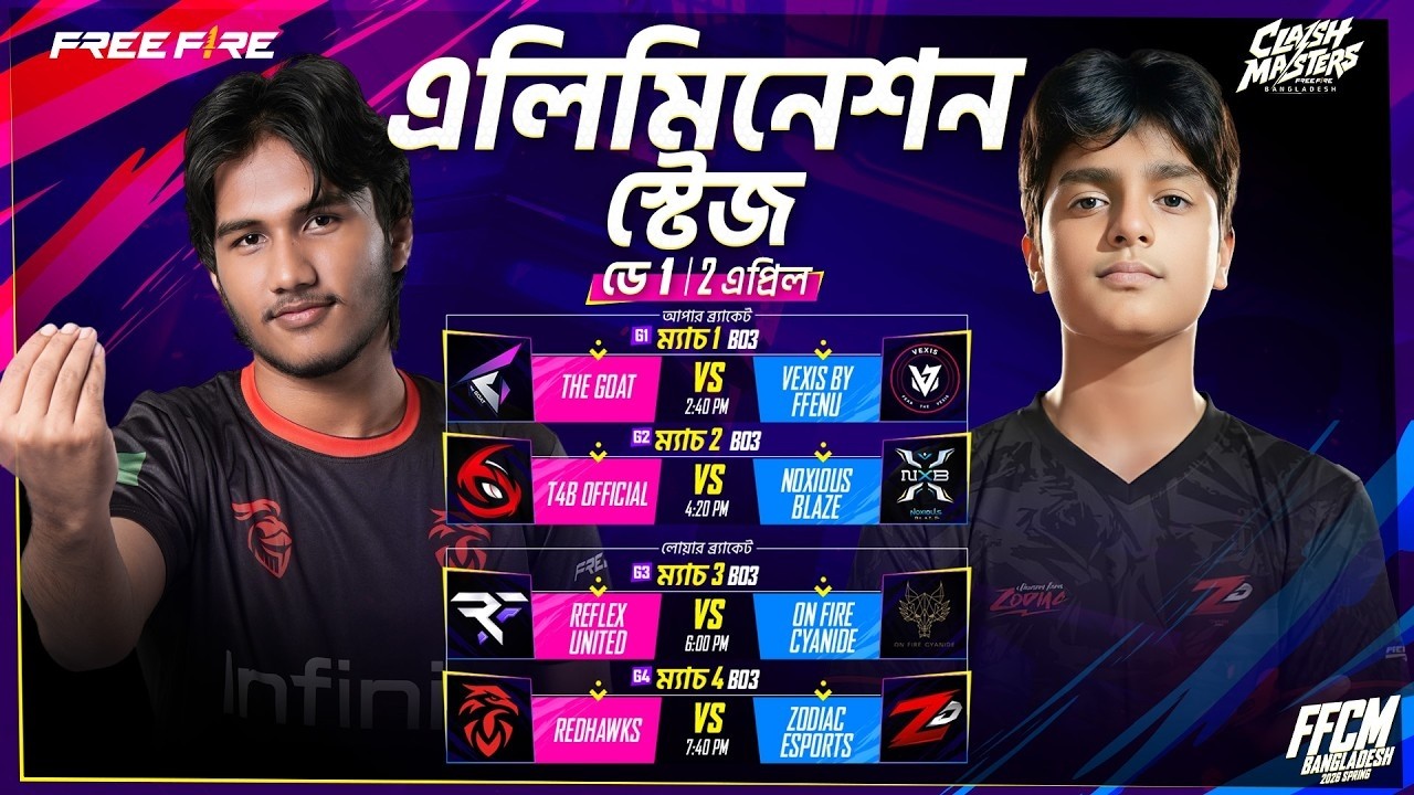 [🔴LIVE] এলিমিনেশন স্টেজ ডে ১ | Free Fire Clash Master Bangladesh 2026 Spring @Blade_On_Top