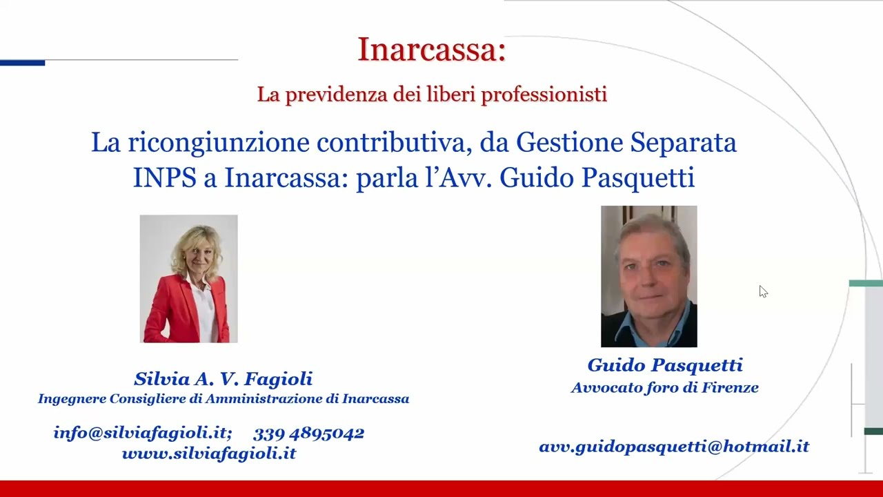 Intervista all'avv. Pasquetti - Ricongiunzione da Gestione Separata INPS ad Inarcassa