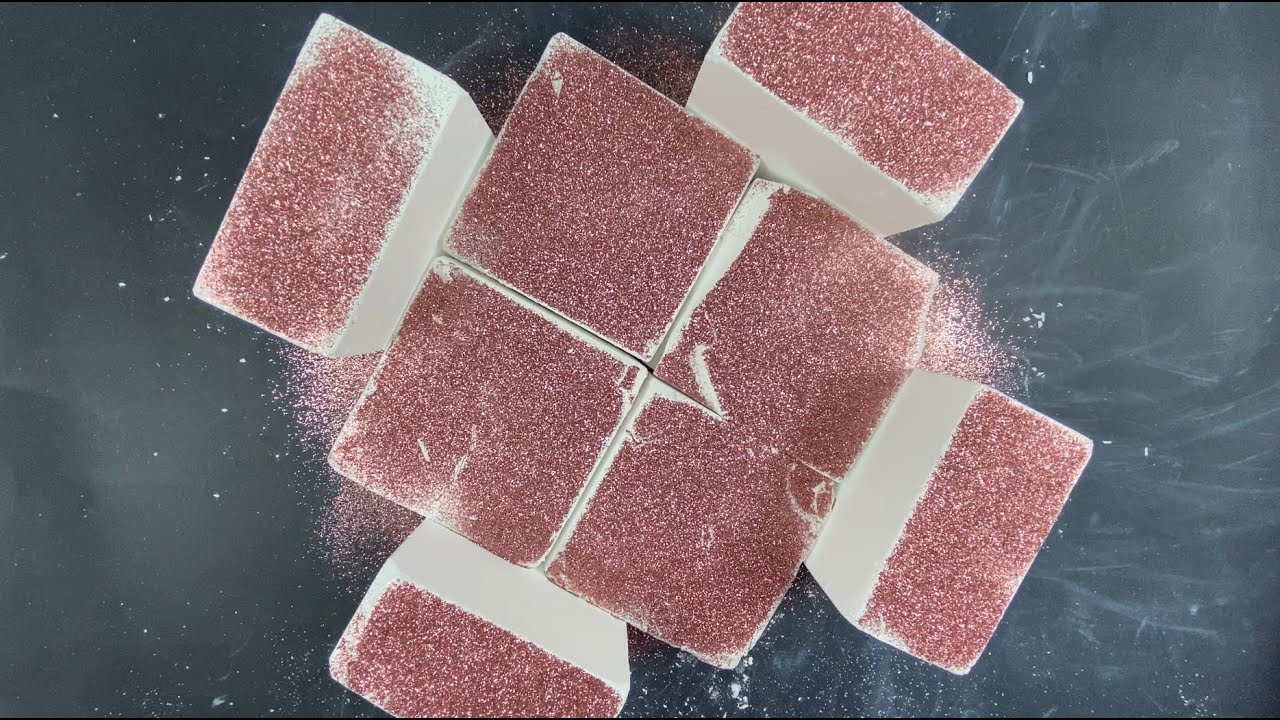 8 BLOCK GYM CHALK CRUMBLE COVERED IN ROSE GOLD GLITTER ASMR ~ HAPPY BIRTHDAY @FAIRYVIBESASMR