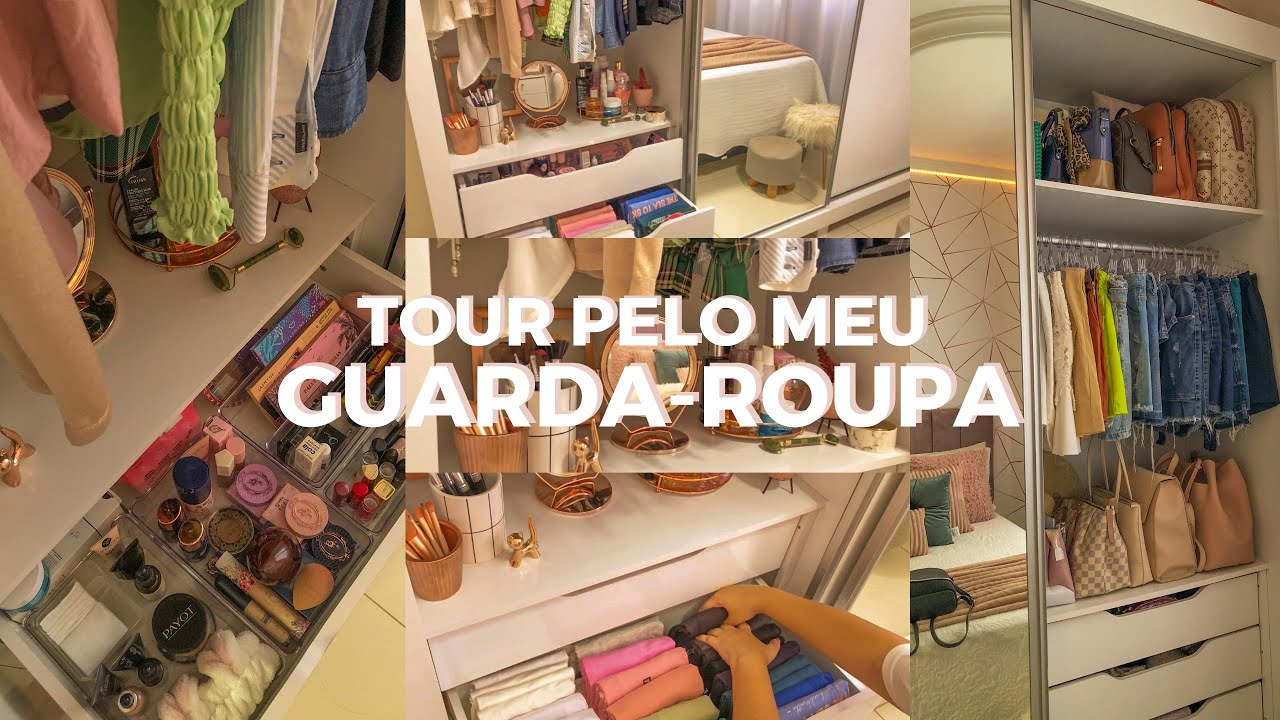 TOUR PELO MEU GUARDA-ROUPA | tour pelas bolsas + tour pelas minhas maquiagens…