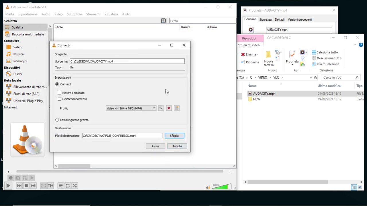 Comprimere un file MP4 con VLC Media Player