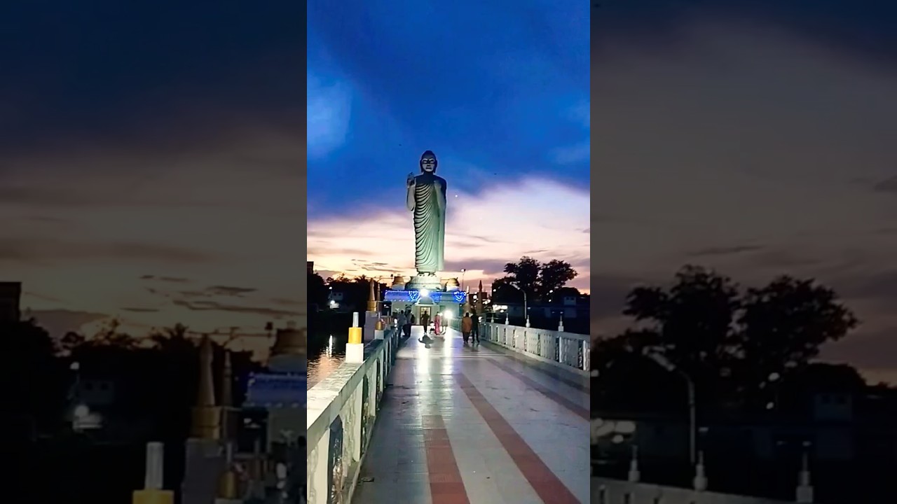 A magnificent 74 feet Buddha statue was constructed in the middle of the pond#Buddha Statue#ytshorts