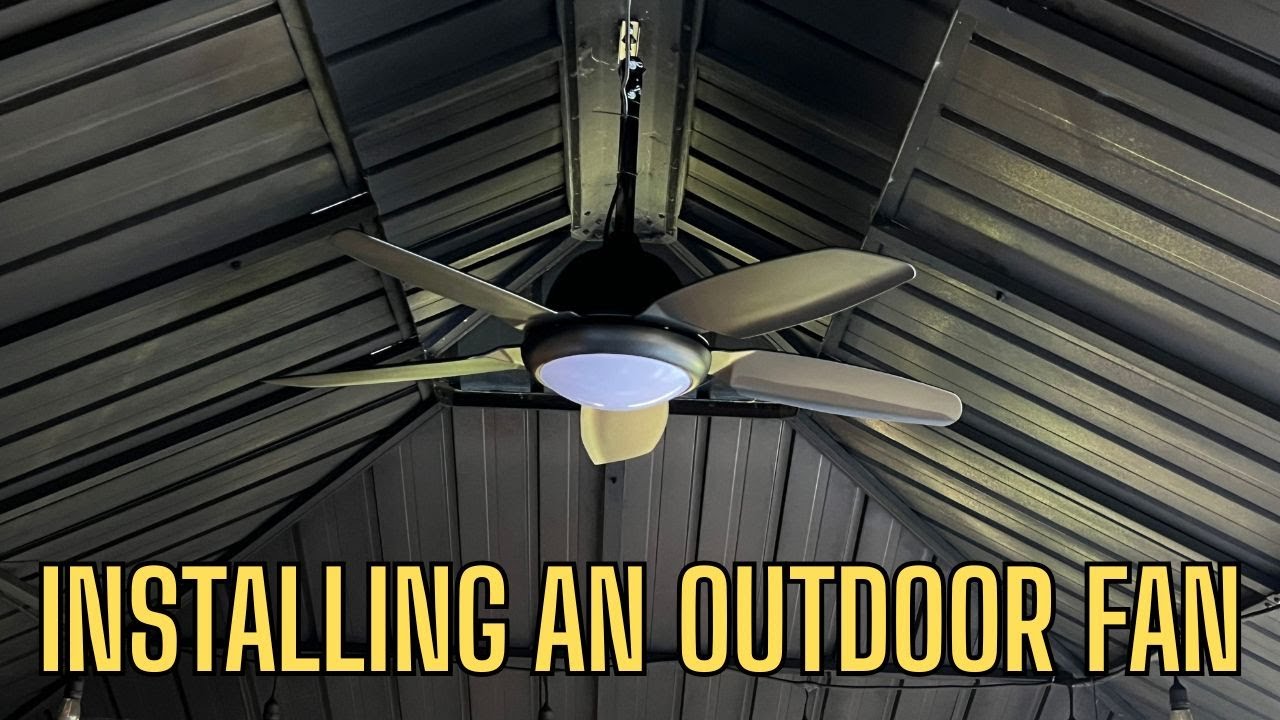 Gazebo Fan Install, How to set up an awesome outdoor Fan. #Gazebofan, #outdoorfan, #backyardbar,