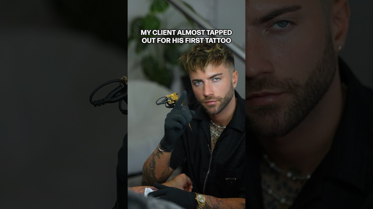 My Client Almost Tapped Out During For His First Tattoo 😵🔱💥 - Poseidon + Trident forearm tattoo