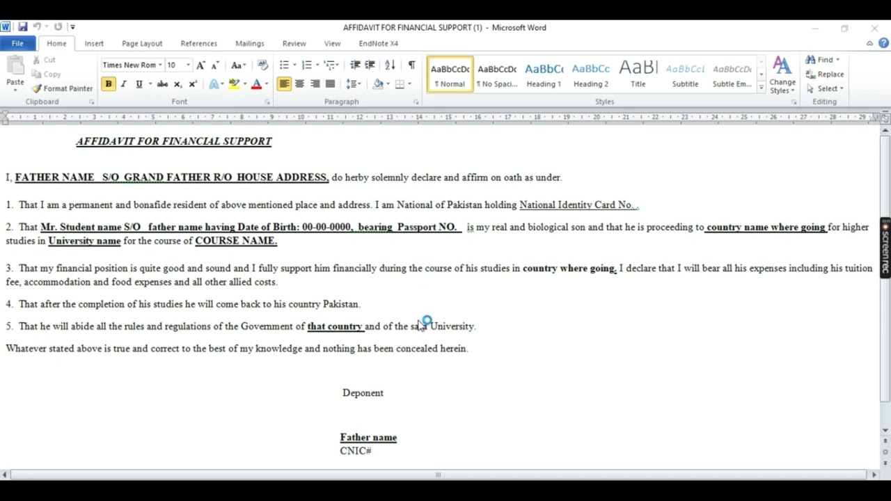 How to write Affidavit for Financial Support? | Visa required Documents for South Korea Study Visa