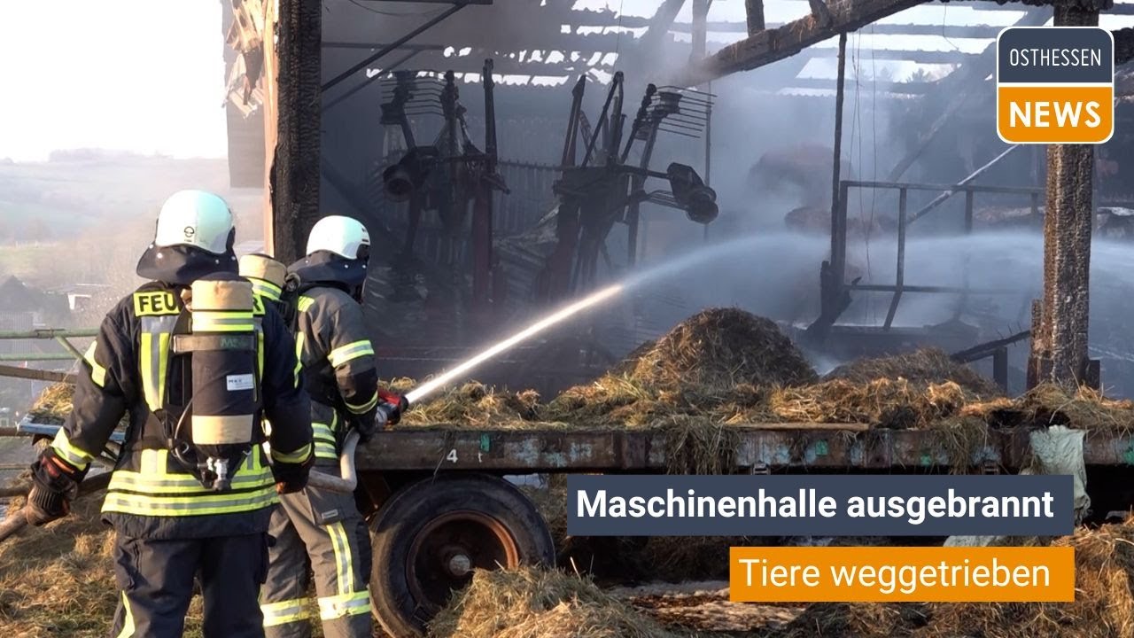 SINNTAL: Maschinenhalle in Brand