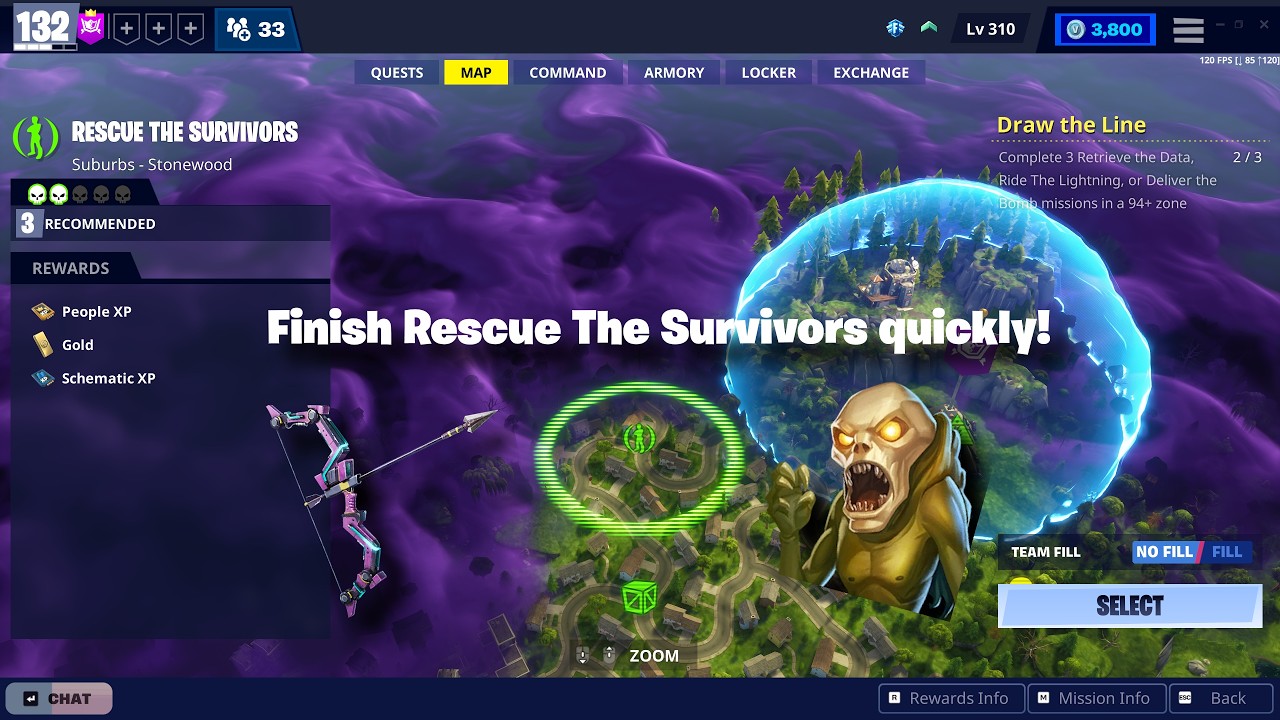How to quickly finish Rescue The Survivors in Fortnite: Save The World