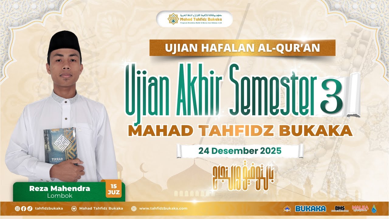 🔴LIVE : Reza Mahendra - Ujian Semester 3 - Mahad Tahfidz Bukaka