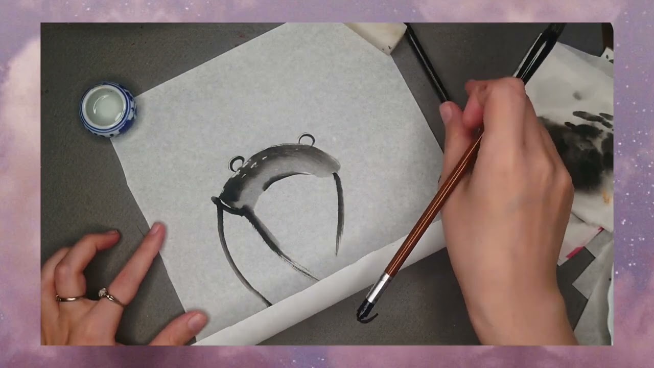 Funny quick frog ink drawing |Sumi e