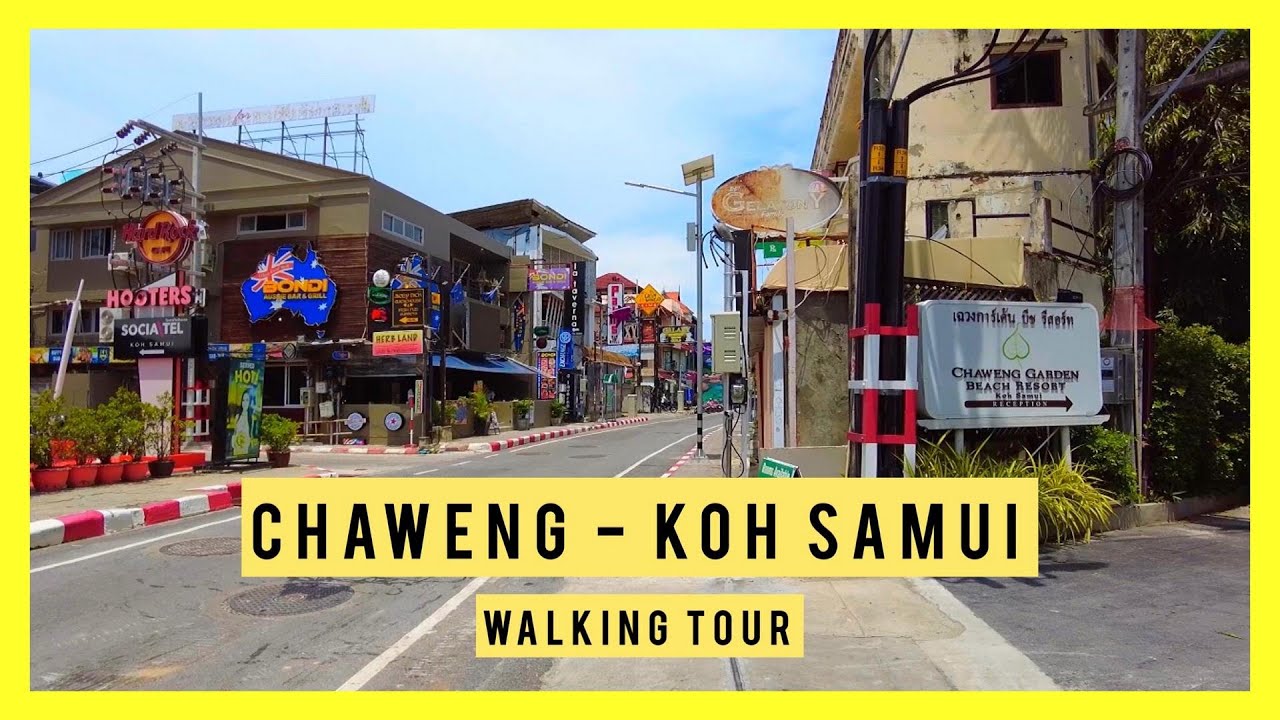[4K] Koh Samui - Chaweng Beach Road - Virtual Walking Tour - April 2022 - Thailand