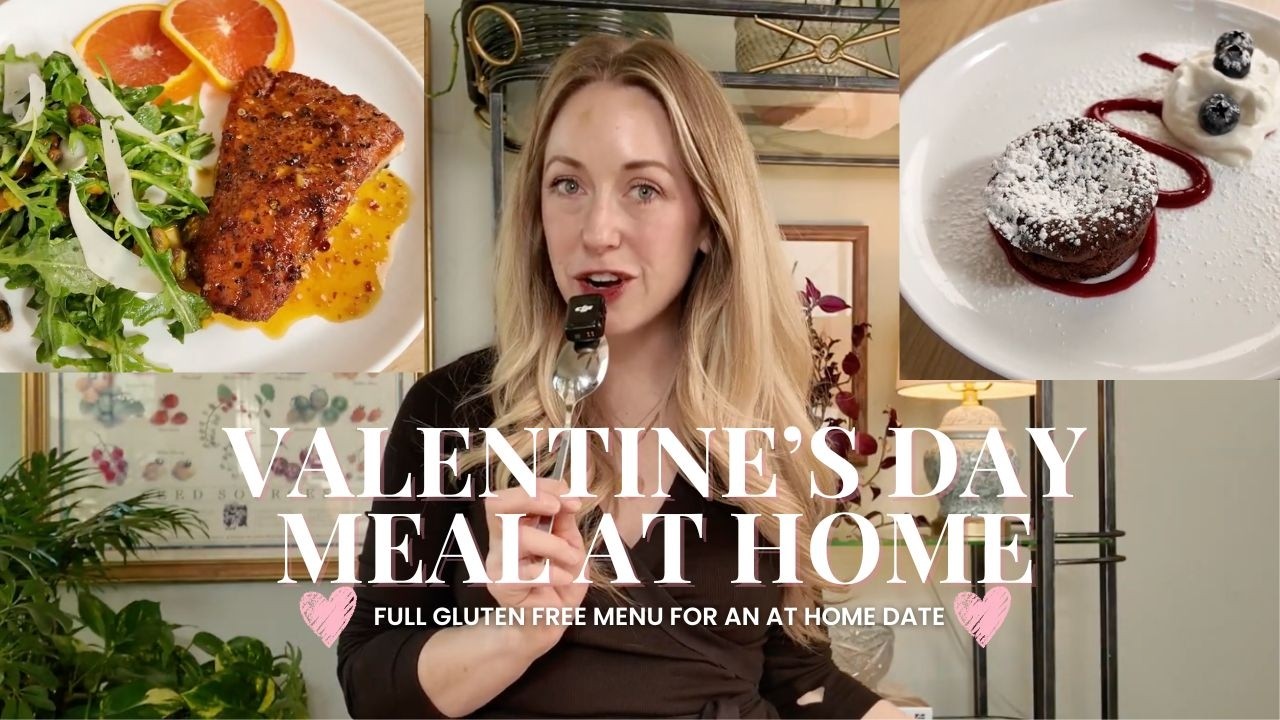 A full valentine's Day dinner 100% gluten free. Orange Glazed Salmon and Flourless Chocolate Cake