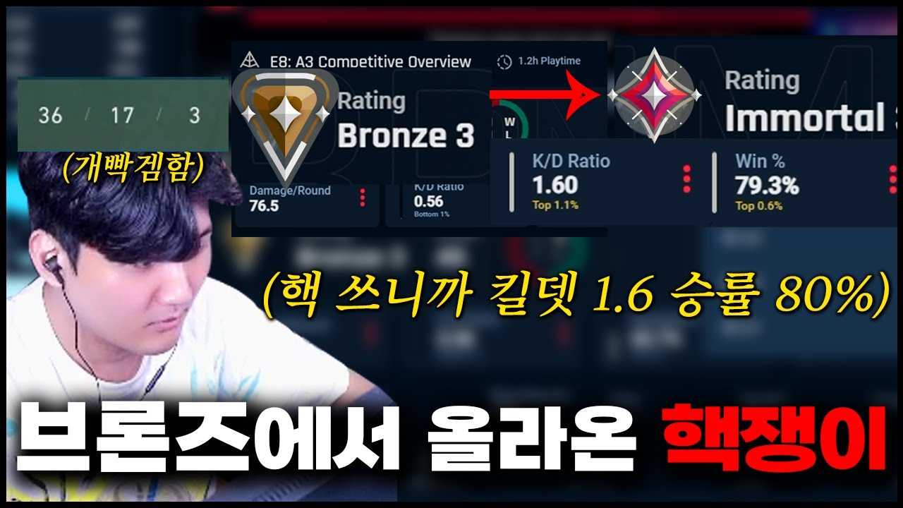 전시즌 브론즈에서 핵써서 천상계 올라온 핵쟁이 참교육하기 ㅋㅋㅋㅣ발로란트 김규태