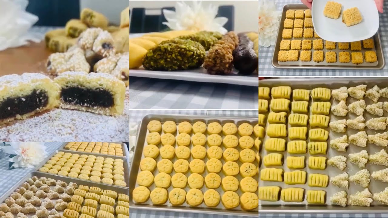 تشكيلة حلويات العيد بعجينة واحده وحشوات متنوعة 🥮 #اكلات #رمضان #معمول #أقراص_بعجوة