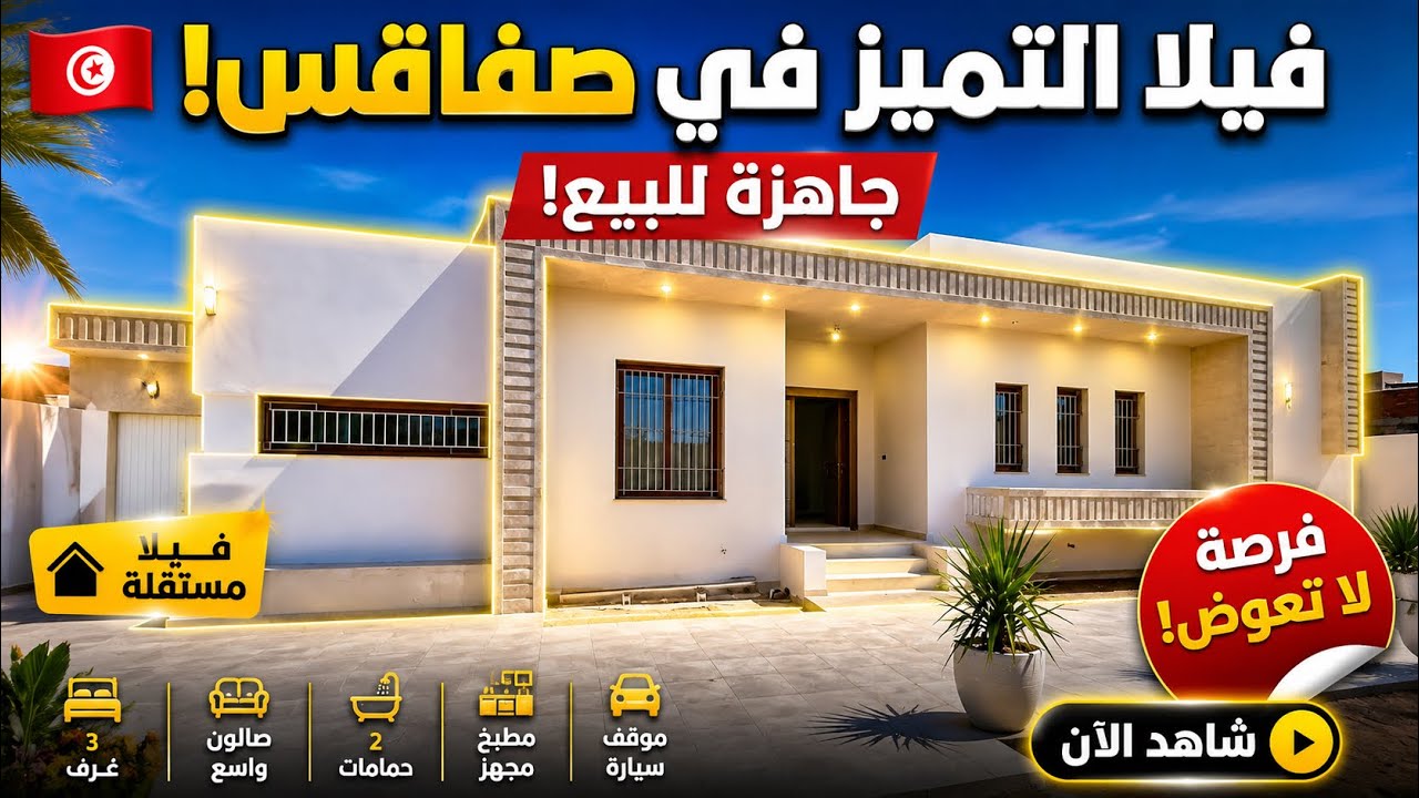 فِيــلاَّ جديدة غــاية في الرَّوعـــة 😍 للبيـع في صفاقـس ، تُونــس 🇹🇳 #عقارات_وسام