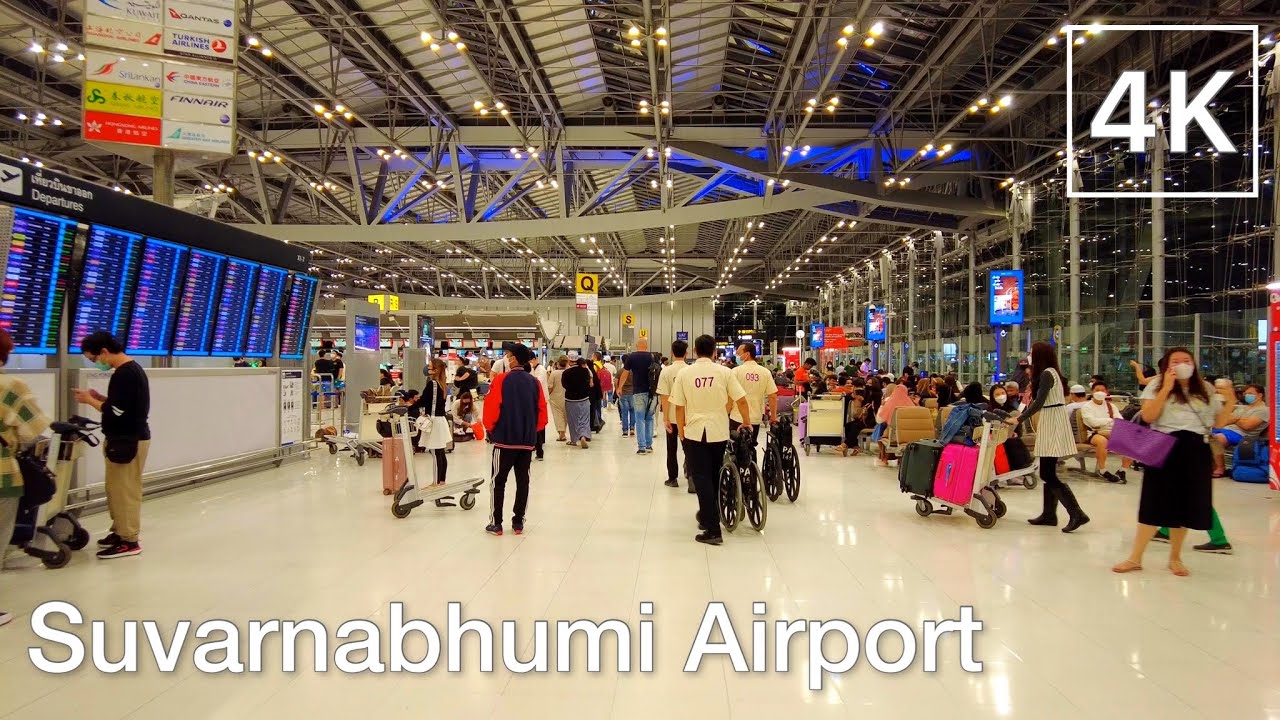 SUVARNABHUMI AIRPORT - Bangkok International Airport at Night - 4K Walking Tour | Thailand (2022)