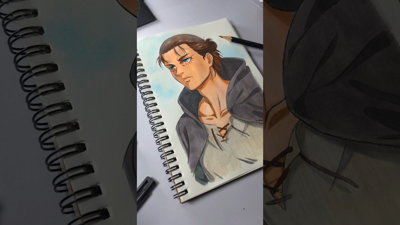 How to Draw Eren Yeager step by step🔥 #shorts