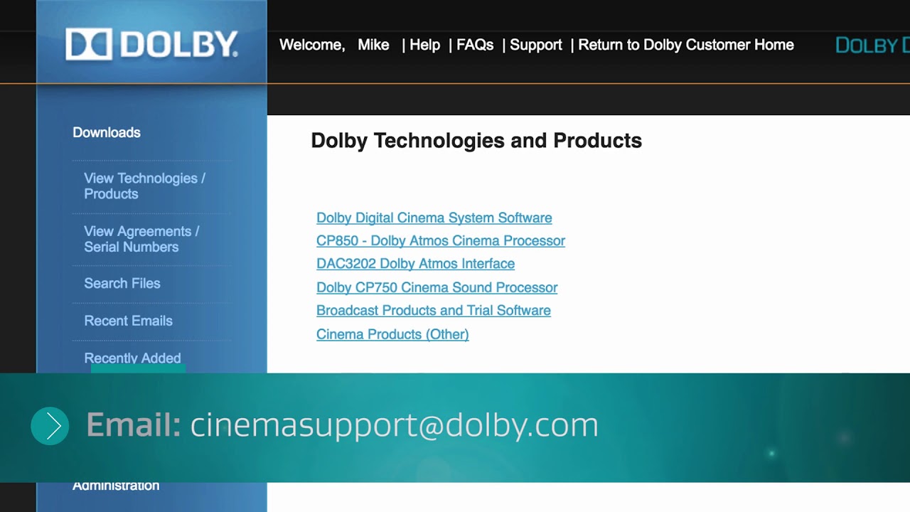 Dolby Customer Portal