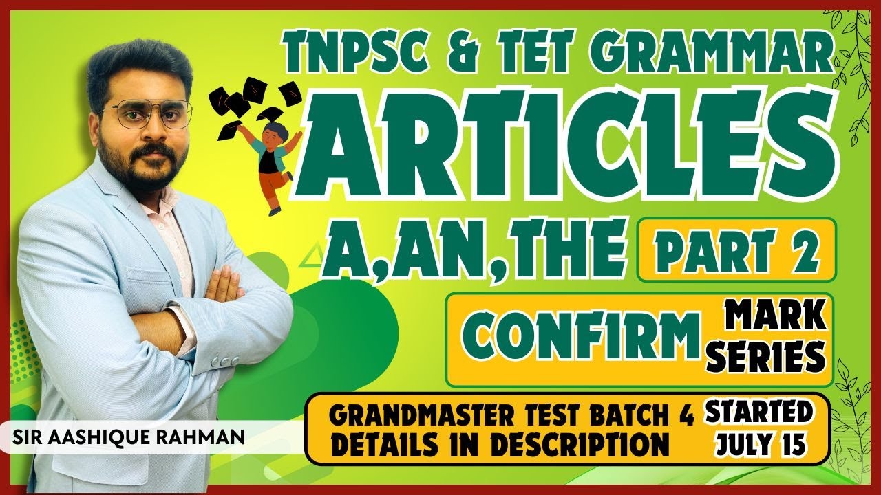 Articles General English  Part 2 Final GRAMMAR | TNPSC TET TNUSRB SI GENERAL ENGLISH | 100 % SUCCESS