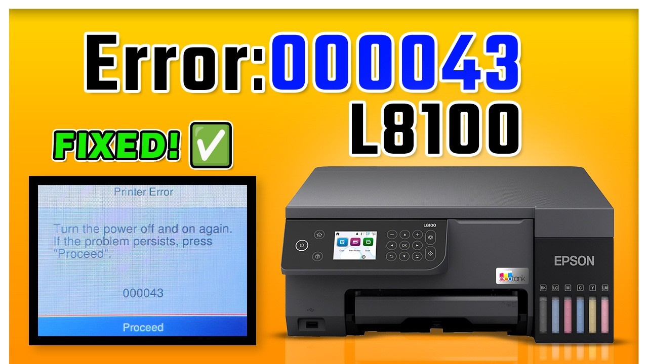 How to Fix Epson EcoTank L8100 Error Code 000043 | Step by Step Complete Repair Guide