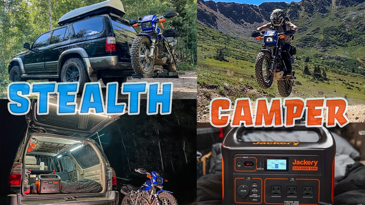 Внедорожник Stealth Camper с багажником для мотоцикла | Тестирование Jackery E1000 | Приключение ...