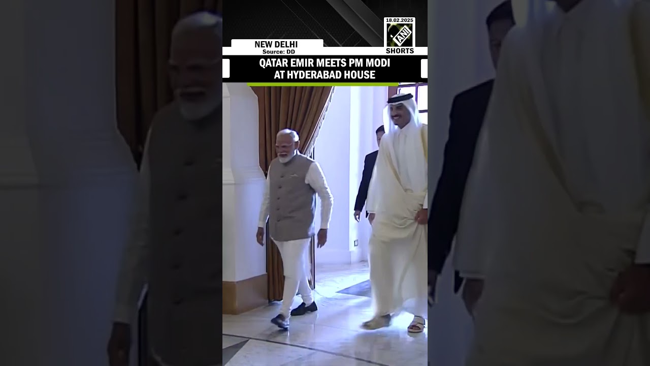 Qatar Emir Sheikh Tamim bin Hamad Al Thani meets PM Modi at Hyderabad House in Delhi