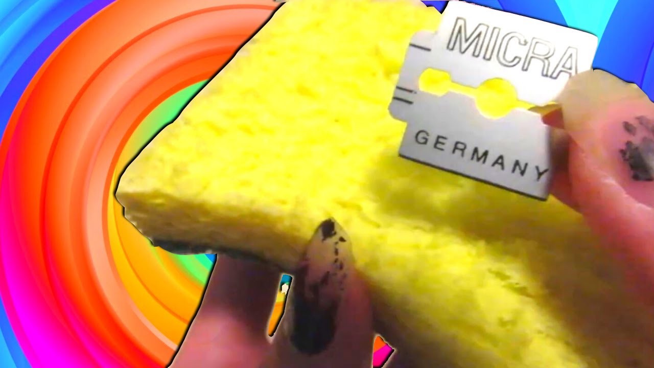 ASMR Sponge Scratching With Double Edge Razor Blade