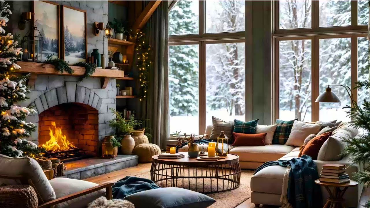 Winter Cabin Serenity | Fireplace Ambience for Focus and Tranquility