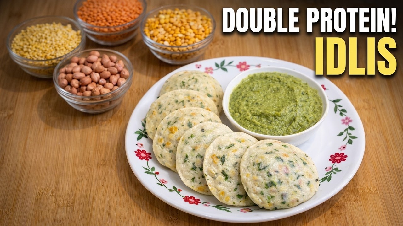 Moong Dal + Red Lentil + Chana Dal Idli Recipe | Double Protein Breakfast #food #recipe