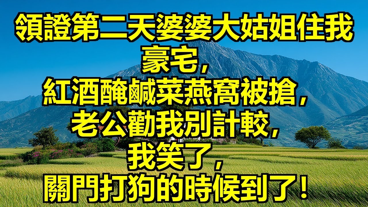 領證第二天，婆婆帶離婚大姑姐強勢入住我陪嫁豪宅，限量紅酒被倒光醃鹹菜，頂級燕窩被搶走，老公說長姐如母別計較，我笑著答應了，他們不知道這房子隔音極好，而我最擅長關門打狗！ #強勢入住
