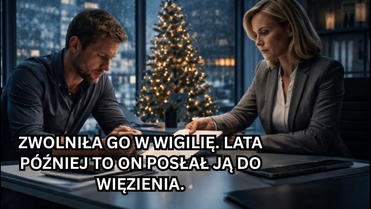 Szefowa zwolniła go w Wigilię gdy jego żona zmarła. Potem przejął jej firmę i wysłał ją do więzienia