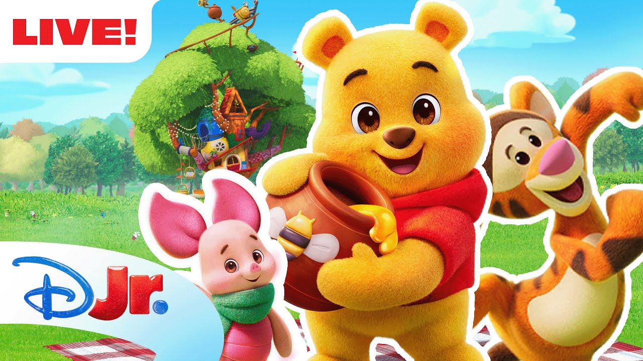 🔴 LIVE! 24 HOURS Playtime with Winnie the Pooh & Friends 🍯 | Music, Games & Adventures | @disneyjr