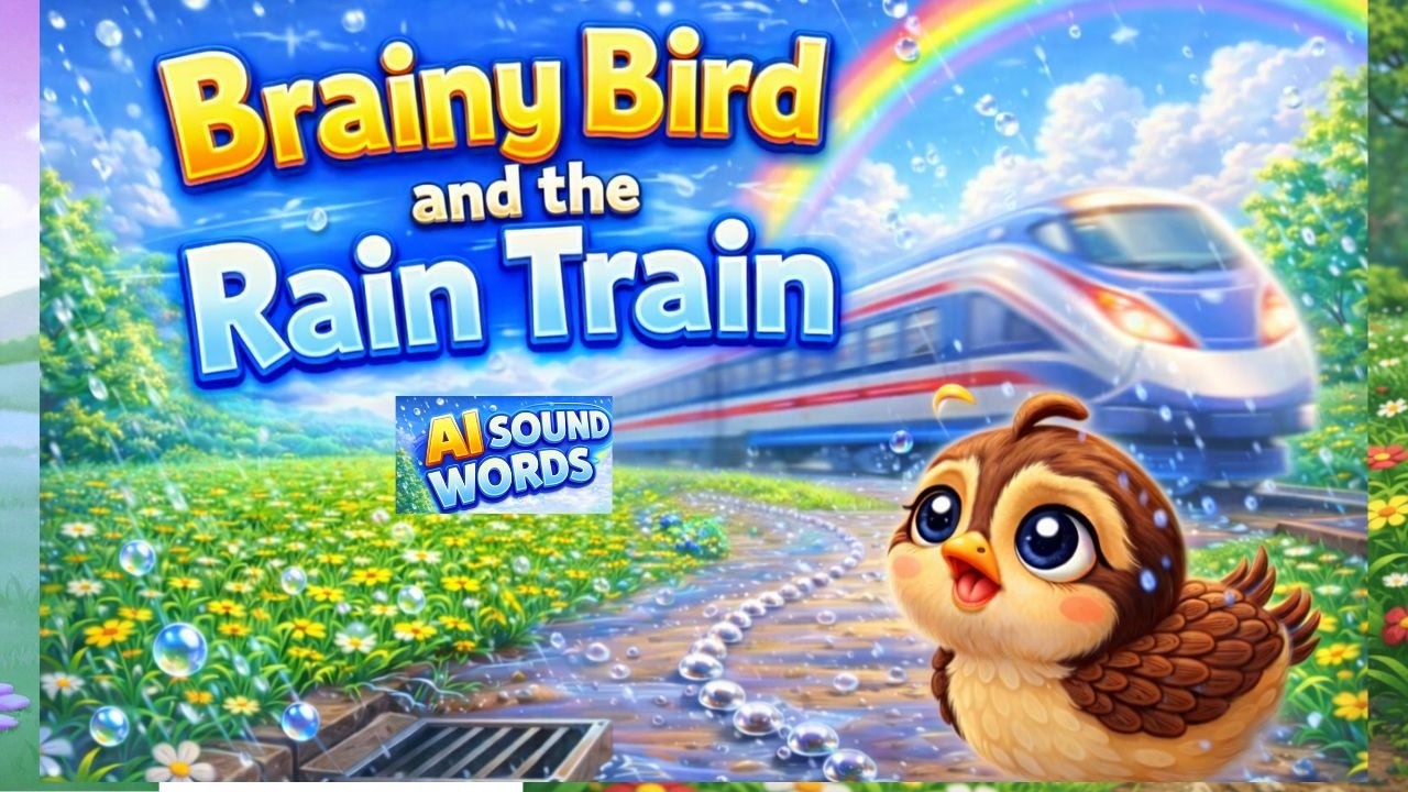 Brainy Bird and the Rain Train.... | AI Sound Words Story for Kids | Phonics Fun