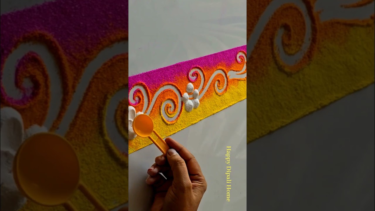 New border rangoli designs | rangoli border designs | door side rangoli | satisfying rangoli art