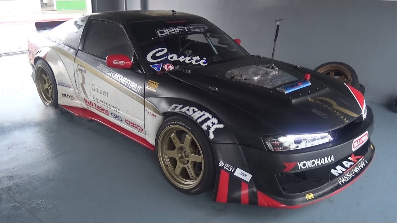 OnBoard R35 GT-R Engine Swap Nissan 200SX with Sequential Gearbox! - Drifting Test on Wet!