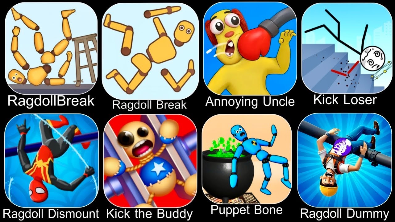 Roblox,Sprunki Survival,Ragdoll Falls,Ragdoll Break,Kick the Buddy,Annoying Uncle Punch,Kick Loser